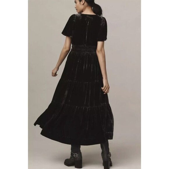 Anthropologie Somerset Dress Dark Gray Maxi Velvet Edition Sz XS Petite NEW XSP - Picture 3 of 10